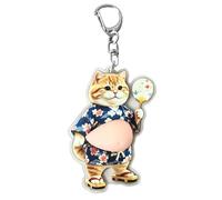 Porte-Clés Chat - Ornement en Acrylique avec Motif de Chat et Ventre à Presser - Breloque pour Sac Tote Bag Femme,Pour les Fêtes et Anniversaires, pour, Filles, Femmes, Enseignant et Étudiants