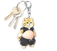 Porte-Clés Chat,Pendentif Chat à Motif Acrylique avec Ventre à Presser | Breloque pour Sac Tote Bag Femme | Pour Étudiants, Enseignant, Femmes, Filles, Anniversaire et Fêtes