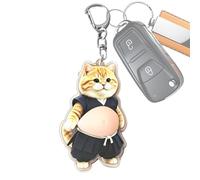 Porte-Clés Chat,Pendentif Décoratif en Acrylique à Motif Chat avec Ventre à Presser - Breloque pour Sac Tote Bag Femme,Pour Étudiants, Enseignant, Femmes, Filles, Anniversaire et Fêtes