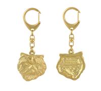 Porte-clés chat persan plaqué or, présenté dans un coffret cadeau, accessoire de