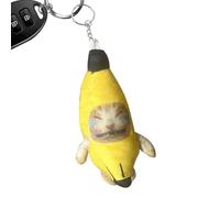 Porte-clés chat pleurant, dessin animé drôle banane chat porte-clés pour portefeuille - porte-clés clicker jouet clavier doigts clavier jouet porte-clés porte-clés porte-monnaie clé
