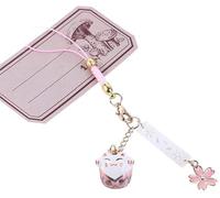 Porte-clés Chat Porte-Bonheur, Dessin animé Mignon Maneki Neko Daisy Pendentif de téléphone décor d'animaux drôles Corde à Suspendre Accessoires de téléphone Portable Pratiques (Rose) Durabilité