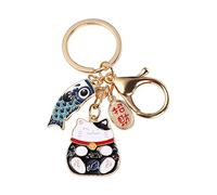 Porte-clés Chat Porte-Bonheur, Porte-clés de Voiture de Style Japonais, Porte-clés Porte-Bonheur Banderole Carpe, Pendentif de Sac de Voiture de Dessin Animé, Bleu-a, S