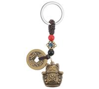 Porte-clés chat, porte-clés chat Maneki Neko en alliage de laiton de haute qualité avec porte-bonheur et pièces Feng Shui, symbole de prospérité, de succès et de protection personnelle