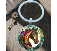 Porte - Clés Cheval 2 Pièces, Pendentif Anneau en Métal Argenté, Décorations De Sac À Dos Exquises, Adaptées Aux Cadeaux d'anniversaire Et d'anniversaire.