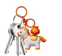 Porte-clés cheval - Collection Année du cheval 2026, porte-clés interactif avec son « Get Rich » et sac rotatif, ornement du Nouvel An lunaire 2026, breloque feu rouge et doré