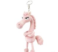 Porte-clés cheval en peluche, mascotte 2026, porte-clés, pendentif de sac à dos, porte-bonheur pour la force (rose)