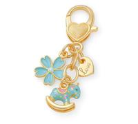 Porte-Clés Cheval - Porte-Clé Musique Breloque de Sac pour Femme, Jolie Fleur Bleue, Étiquette Cœur 'Love' & Cheval à Bascule Tacheté, Cadeaux Porte Mignons pour Amoureux & Rêveurs.