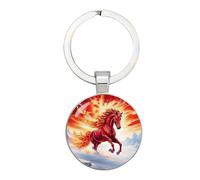 Porte-clés Cheval,Porte-Clés Motif Flammes 2D - Porte-clés pour les Femmes - pour Portefeuille, Sac à Dos, Sac à Main, Cadeaux de Fête de Noël, Célébration du Nouvel An