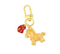 Porte-clés cheval zodiacal chinois en alliage, symbolisant un succès rapide et une chance financière, pour la célébration du nouvel an, porte-clés cheval en or chinois