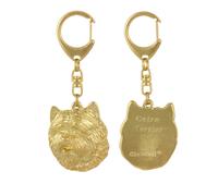 Cairn Terrier - Porte-clés doré à chien en boîte cadeau