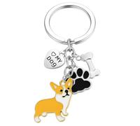 Porte-clés Chien Charms Corgi, Empreinte de Patte et Cœur O MY DOG, Accessoire Mignon et Pratique pour les Amoureux des Chiens,Bagages Décor