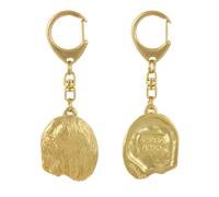 Porte-clés chien Lhasa Apso plaqué or, présenté dans un coffret cadeau, accessoi