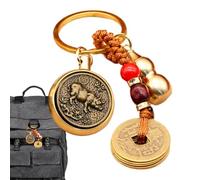 Porte-clés chinois fengs shuis - Breloque pour sac à dos, pendentif de pièce de monnaie de longévité, intervention et conseils divins, accessoire | Porte-clés pour sac à main de v
