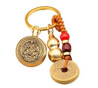 Porte-clés chinois pour sac à dos - Porte-clés de voiture en laiton de longue durée - Pièce de monnaie exquise pour adultes, Dragon du zodiaque dieu rotatif + cinq empereurs