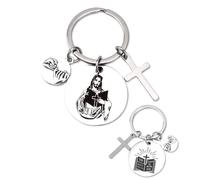 Porte-Clés Chrétien Double Face, Porte-Clés avec Versets Bibliques Acier Inoxydable Porte-Clés Jésus avec Croix et Juron au Petit Doigt Cadeaux Religieux pour Femmes Hommes Inspirants Pâques