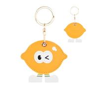 Porte-clés Citron Drôle, Coque de Protection en Cuir Compatible avec AirTag, Étanche et Antichoc, Housse avec Anneau pour Sac, Valise ou Animal (AirTag non inclus)