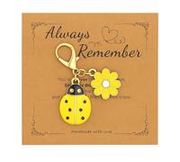 Porte-Clés Coccinelle, Porte-Clef Insecte de Sac pour Femmes | Cadeaux de Porte-Clé Mignon avec carte "Rappelle-Toi Toujours" et Fleur Jaune pour Étudiants Amis Filles