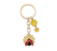 Porte-Clés Coccinelle - Porte-Clef Marguerite de Sac pour Femmes avec un papillon jaune et une fleur, Cadeaux de Porte nimaux pour Amies, Filles, Amoureux de la Nature