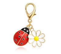 Porte-Clés Coccinelle, Porte-Cléf Pâquerette avec Carte Inspirante - Charme Crochet Doré, Cadeau d'Encouragement pour Femmes et Filles, Always Remember You Are Brave Strong Smart