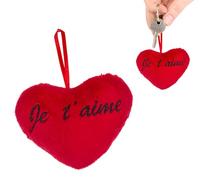 Porte-clés coeur en peluche Je t'aime - Petit coussin rouge super doux
