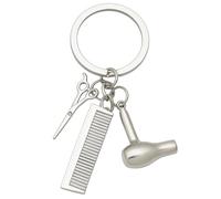 Porte-Clés Coiffure - Porte-Clé Styliste Capillaire Breloque de Sac pour Femme avec Ciseaux, Peigne & Outils Sèche-Cheveux, Cadeaux Porte-Cléf Sympas pour Coiffeurs & Professionnels de la Beauté.