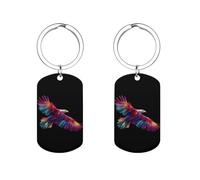 Porte-clés coloré Eagle1 en vol pour hommes et femmes, porte-clés en métal double face, adapté aux portefeuilles, accessoires pour clés de voiture