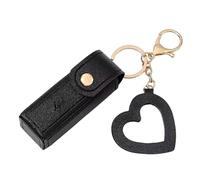 Porte-clés coloré pour rouge à lèvres femmes et filles, porte-baume en cuir, étui clip sur porte-clés Chapstick, sac fourre-tout tendance, brillant lèvres, porte-clés, pochette femmes, Noir