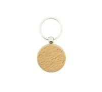 Porte-clés CombiCraft en bois en cercle 40 x 40 mm - 10 pièces - porte-clés en bois sans impression - adapté pour des machine à gravure laser - modifiable avec autocollants et marqueurs indélébiles