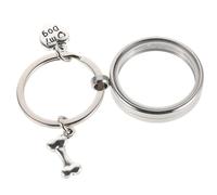 Porte-clés Commémoratif pour Animaux, Cœur Patte Métal Résine Argenté | Double Couche, Fermeture Scellée, Surface Lisse, pour Cendres ou Poils, Usage Clés et Paquet
