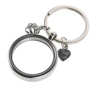 Porte-clés Commémoratif pour Chat Photo et Poils, Cœur Patte Argenté | Résine et Métal, Double Couche Scellée, Fixation Renforcée, pour Paquet à Dos et Transport Quotidien