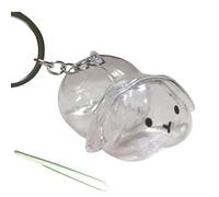 Porte-clés commémoratif transparent en forme de lapins pour poils d'animaux domestiques avec pince à épiler