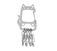 Porte-Clés Compact - Organisateur de Clés à Anneaux Métalliques,Acier Inoxydable Design Chat Rangement Utilitaire pour Université, École, Trajets Quotidiens, Salle De Sport, Randonnée,