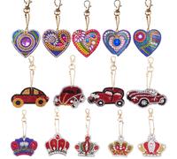 Porte-Clés Complet En Diamant À Faire Soi-Même, 1 À 6 Pièces, Peinture En Diamant De Forme Spéciale, Porte-Clés De Voiture Animal De Coeur, Porte-Clés De Sac Brodé Pour Femmes