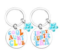 Porte-Clés Cool Tante Club 2 Pièces, Porte-Clés Créatif, Porte-Clés en Acier Inoxydable, Porte-Clés Cadeau