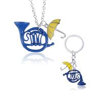 Porte-clés cor français, 2 pièces pendentif parapluie porte-clés émail corne bleue, comment j'ai rencontré votre mère, cadeaux pour les parents, cadeaux d'anniversaire, cadeaux de vacances