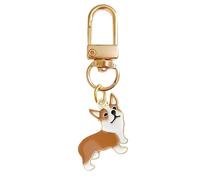 Porte-clés corgi brun émaillé chiot animaux de compagnie cadeaux déclaration sac clés voiture (Marron)