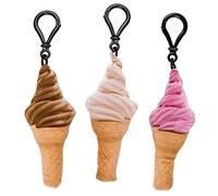 Porte-clés cornet de glace avec parfum au choix - Sorbet fraise ou chocolat - Porte clef en peluche