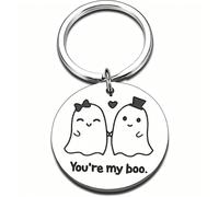 Porte-clés couple fantôme mon amour en acier inoxydable accessoires Halloween cadeaux (Argenté)