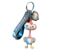 Porte-clés Créatif Autruche Aux Grands Yeux,Porte-clés Animaux Pendentif Accessoire pour Sac à Main de clé de Voiture (Gris)