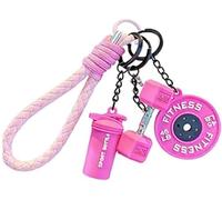 Porte-clés Créatif avec Plaque D'haltère, Mini Ensemble De Porte-clés De Fitness, Accessoires De Gymnastique Mignons, Pendentif De e Voiture(Pink)