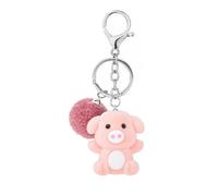 Porte-Clés Créatif En Forme De Cochon, Objet Porte-Bonheur, Matériau Acrylique Floqué À Travers Le Pendentif En Silicone Rose Du Zodiaque