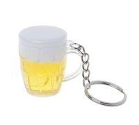 Porte-clés Créatifs en Acrylique Gobelet Bière Jaune, Fête Bière