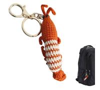 Porte-clés Crevette - Pendentif En Laine Tissée À La Main | Pendentif Crochet Mignon Pour Clés De Voiture, Sacs, Sacs À Dos & Téléphones | Accessoire Cadeau Porte-clés Crevette Tricotée À La Ma