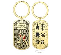 Porte-clés croisé chevaliers templiers pour homme Éphésiens 6:16-17 Armure de Dieu Jérusalem Croix Porte-clés Amulette Saint, doré, Medium