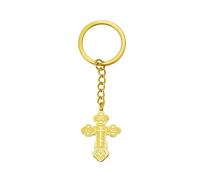 Porte-clés croix orthodoxe Porte-clés Croix russe byzantine IC XC NIKA Jésus Crucifix Bijoux religieux (or)