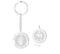 Porte-clés croix Vierge Marie Vierge de Guadalupe Mère Marie Porte-clés double face Amulette chrétienne catholique Cadeau (Argent)
