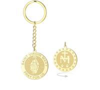 Porte-clés croix Vierge Marie Vierge de Guadalupe Mère Marie Porte-clés double face Amulette chrétienne catholique Cadeau (Or)