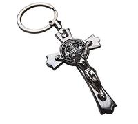 Porte-clés Crucifix Jésus Sainte Croix Cadeau Religieux Catholique Argent