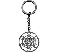 Porte-clés cube de métatron en acier inoxydable couleur noire pendentif géométrie sacrée joints d'archange 7 chakras Talisman de protection amulette très puissant gadget accessoires sac à dos idée